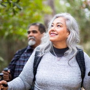 Couple hiking outdoors