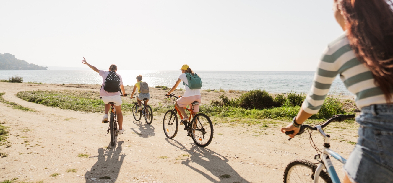 Riding bikes on the beach